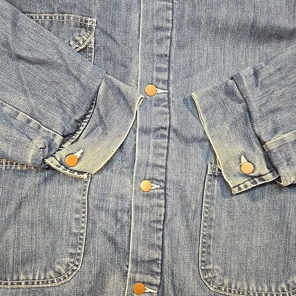 VTG 90s Bob Barker XXL Denim Blanket Lined Prison Chore Coat Brown Corduroy Jail - Picture 10 of 10